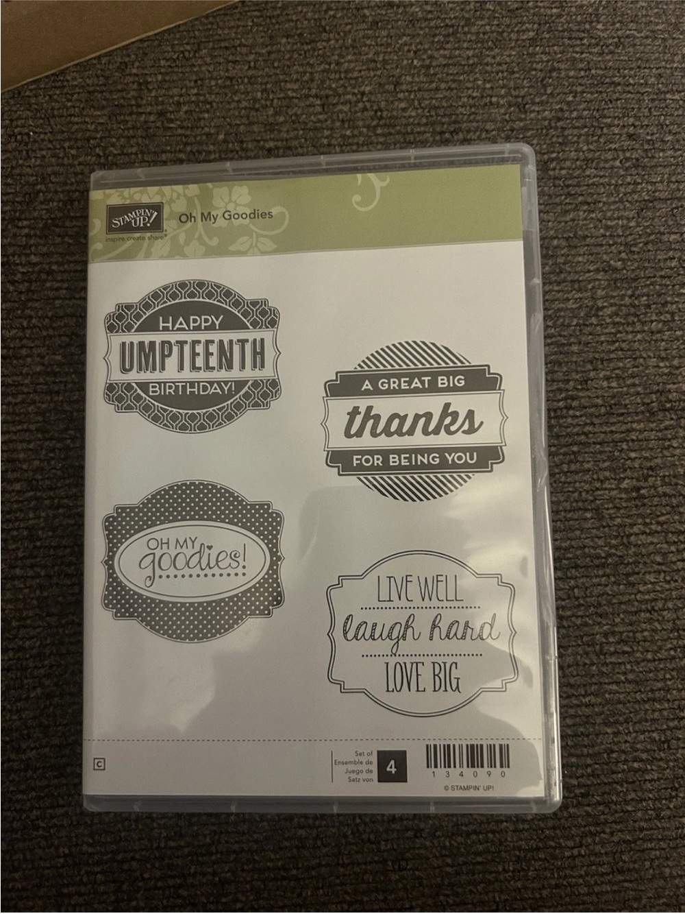 Stampin' Up! Oh My Goodies Rubber Stamp Set 134090 - Set of 4